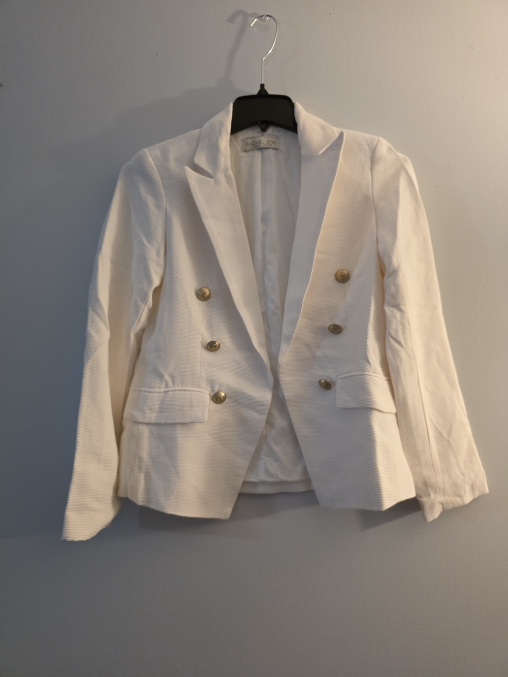 Rachel Zoe Ivory Double-Breasted Blazer with Gold Buttons Size Small